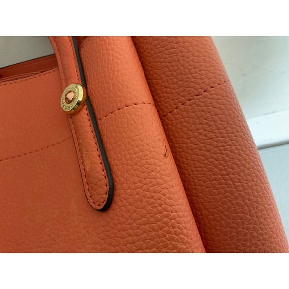 Nanette Lepore Coral Orange Pebbled Leather Bag Shoulder Purse Gold Hardware - Picture 5 of 8